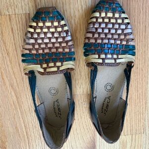 Women's Woven Leather Flats - Multicolor
